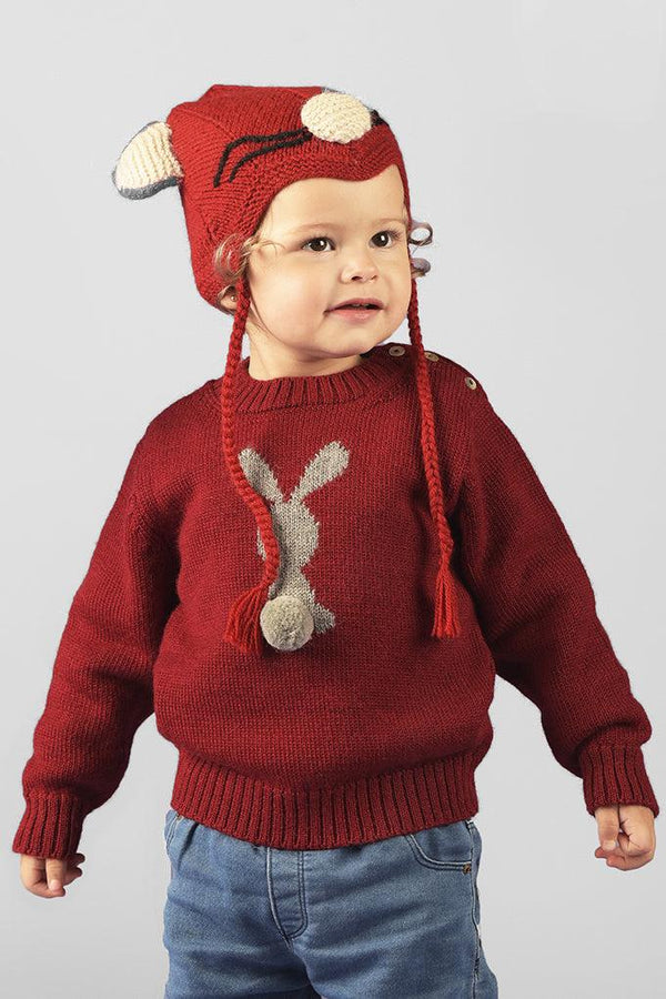 Bunny Baby Alpaca Sweater — red baby alpaca by Anntarah Kids
