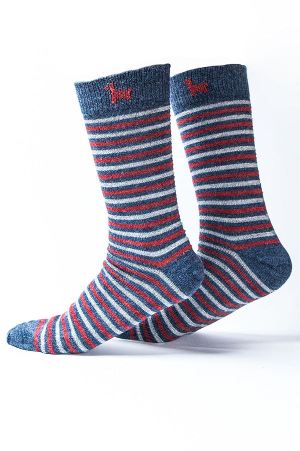 Thin Striped Baby Alpaca Socks — Blue Gray — blue gray baby alpaca by Alpaca Collections