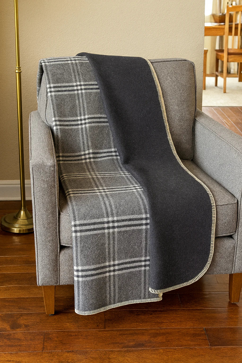 Reversible Check Royal Alpaca Blanket