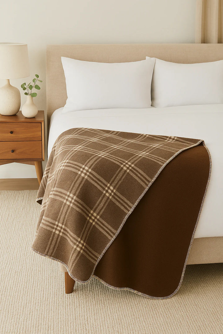 Reversible Check Royal Alpaca Blanket