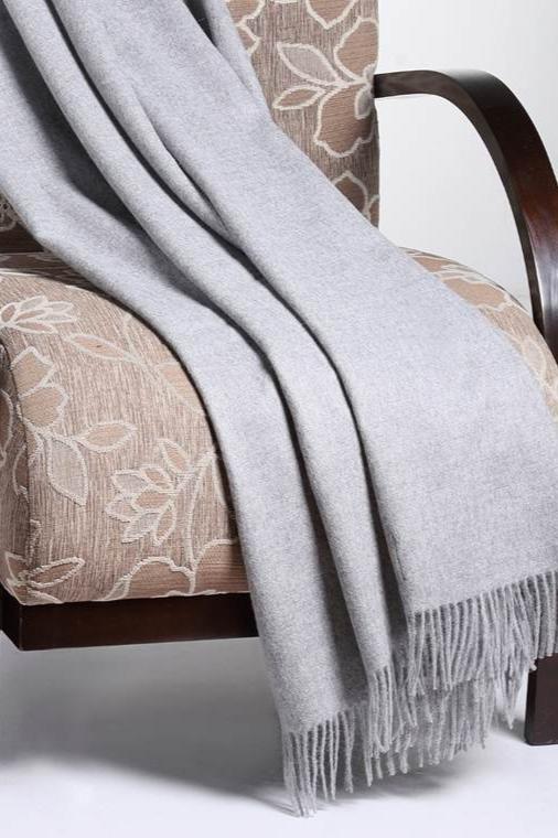 Silver Gray 100% Baby Alpaca Blanket Throw — silver gray baby alpaca by Alpaca Collections