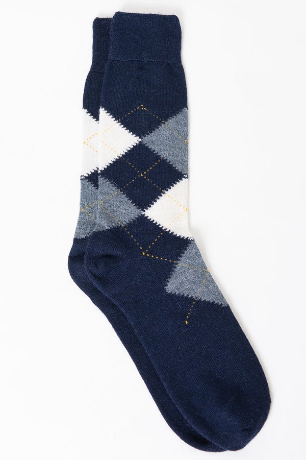 Argyle Baby Alpaca Socks — Navy — navy baby alpaca by Alpaca Collections