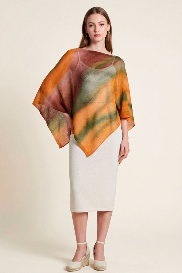 Watercolor Baby Alpaca & Silk Poncho — multicolor baby alpaca by Anntarah