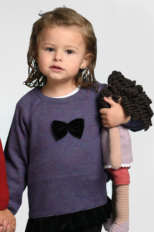 Misha Baby Alpaca Sweater — Lila Melange — lilac melange baby alpaca by Anntarah Kids