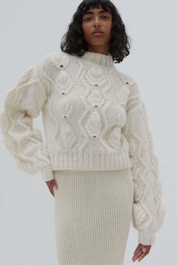 Amasia Baby Alpaca Sweater — ivory baby alpaca by Ayni