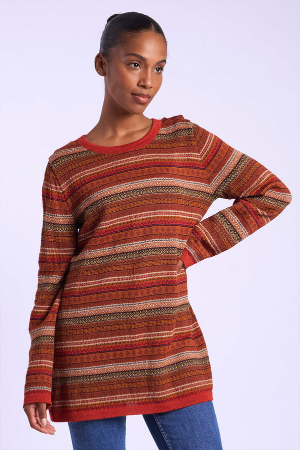 Andean Stripes Alpaca Sweater — terracotta alpaca by Alpaca Collections