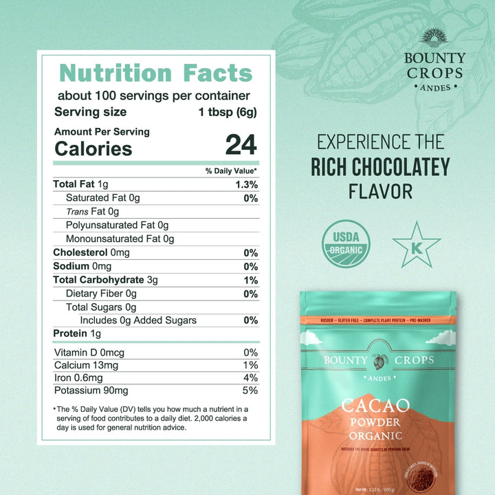 Cacao Powder Organic, 1.32 lb / 600 gr. ($14.77 lb / $0.92 ounce)