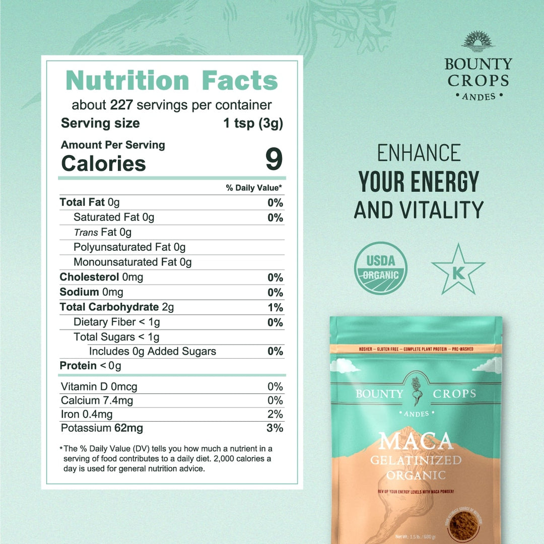 Organic Maca Gelatinized Powder, 1.5 lb / 680 gr ($0.68 ounce)