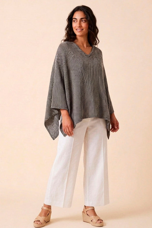 Textured Organic Cotton Poncho — Grey — grey alpaca by Anntarah