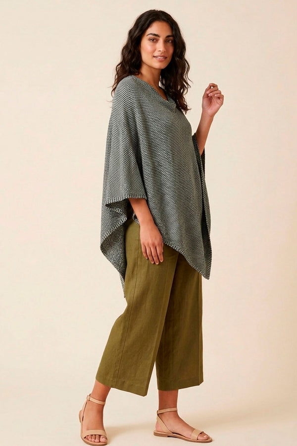Textured Organic Cotton Poncho — Black & White — black & white alpaca by Anntarah