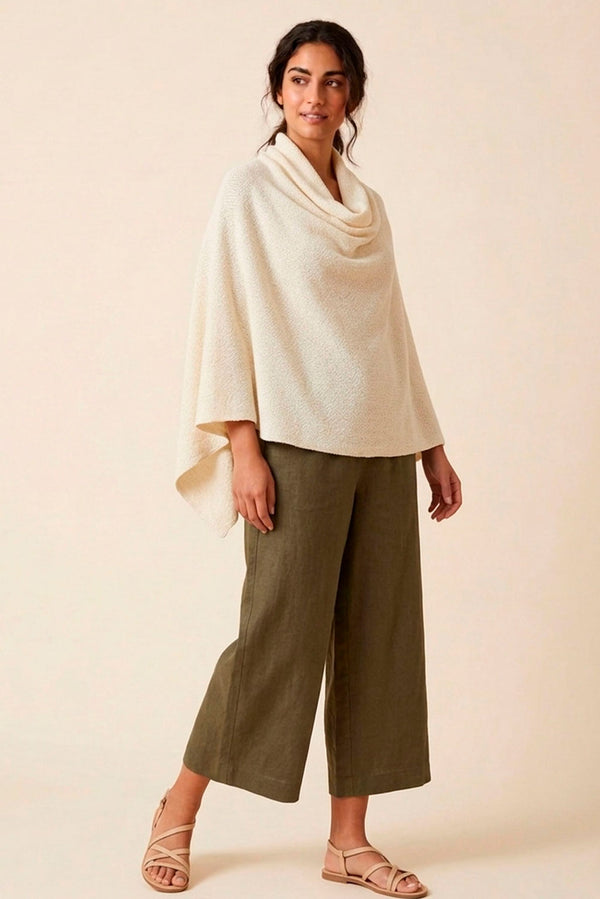 Textured Organic Cotton Poncho — Ecru — ecru alpaca by Anntarah
