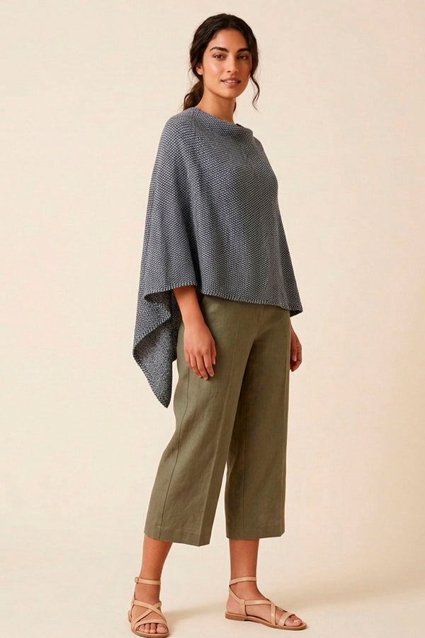 Textured Organic Cotton Poncho — Denim — denim alpaca by Anntarah