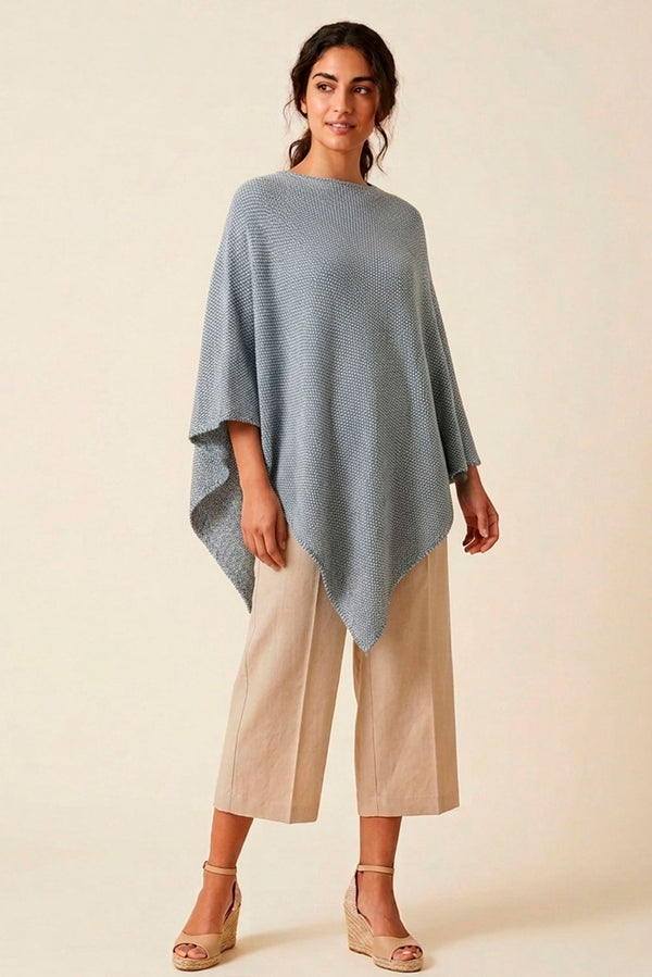 Textured Organic Cotton Poncho — Light Grey — light grey alpaca by Anntarah