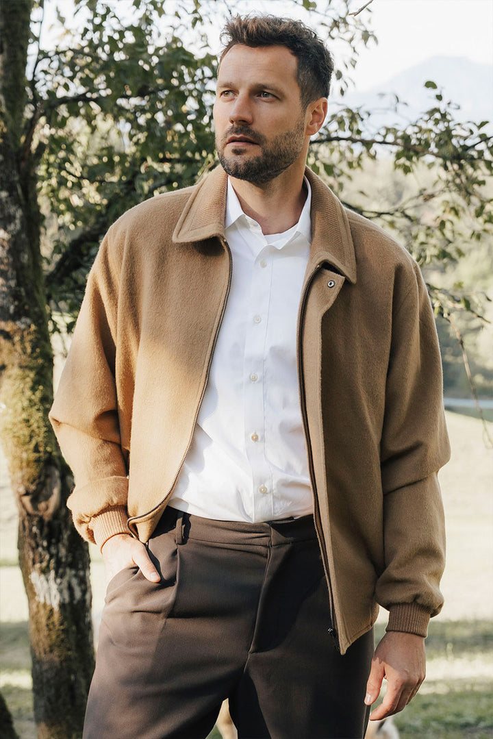 Men's Baby Alpaca Bomber Jacket