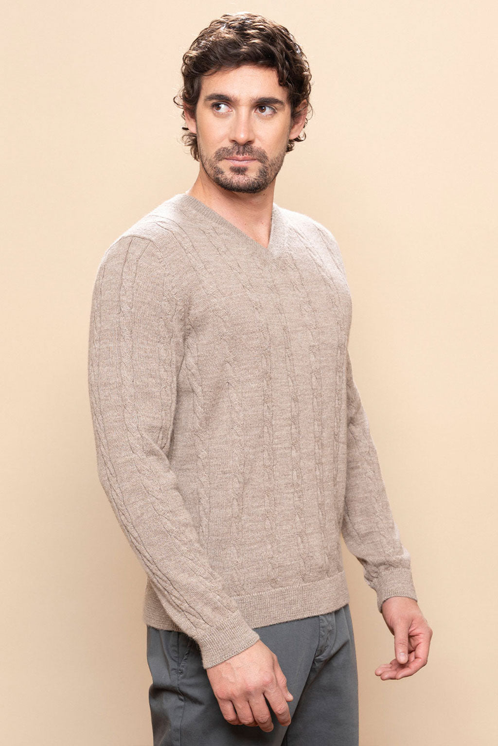 Men’s Braided Baby Alpaca Sweater