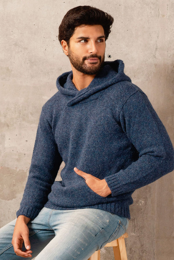 Brian Alpaca Hoodie Pullover — Denim — denim alpaca by Alpaca Collections