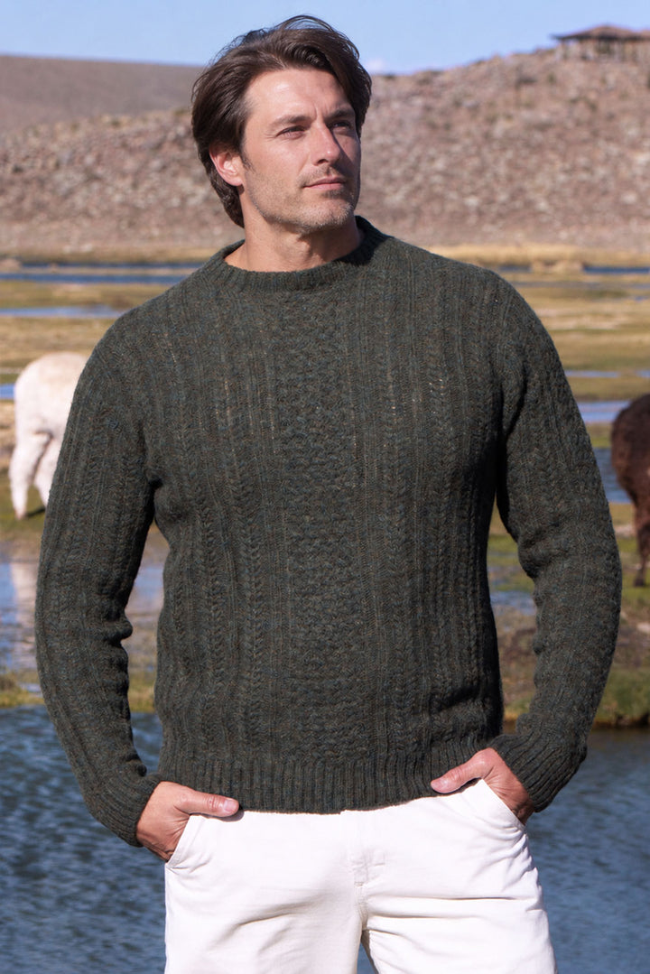 Men's Cable Baby Alpaca Sweater