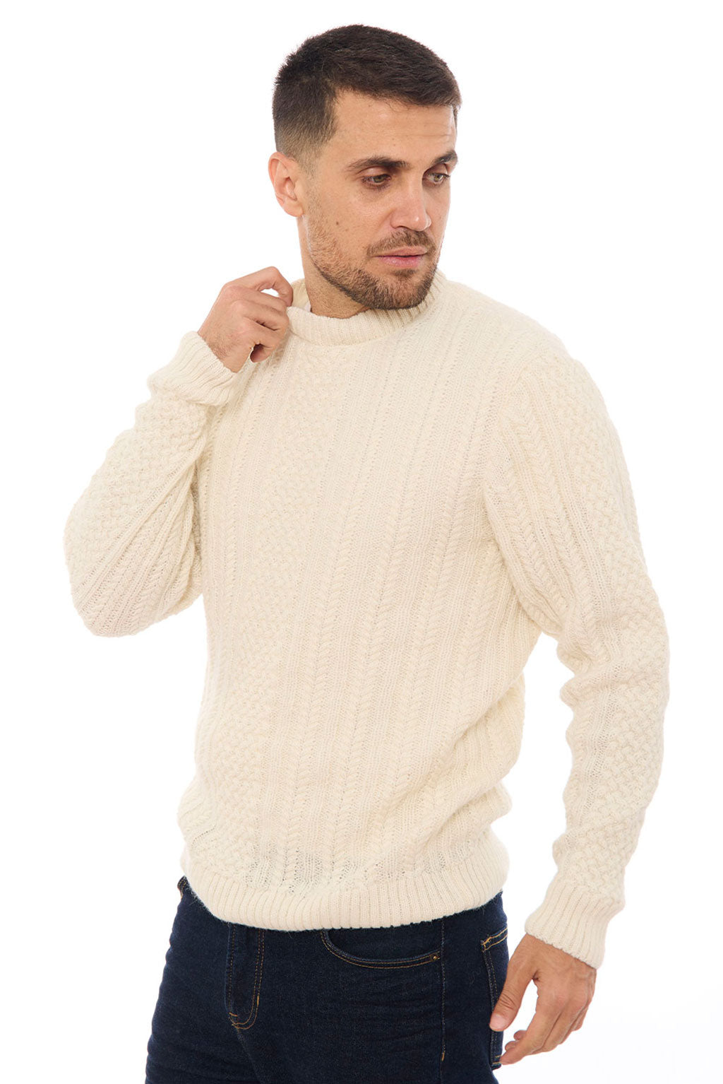 Men's Cable Baby Alpaca Sweater