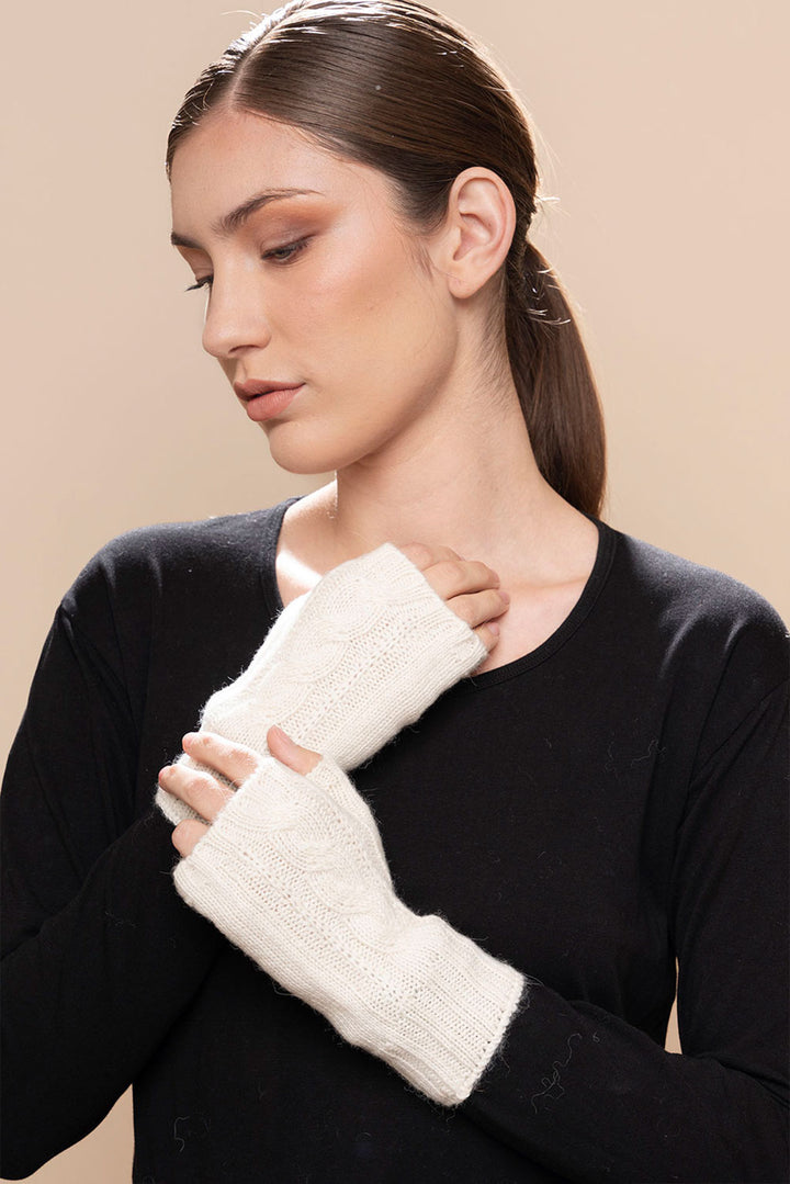 Cable Knit Fingerless Alpaca Gloves