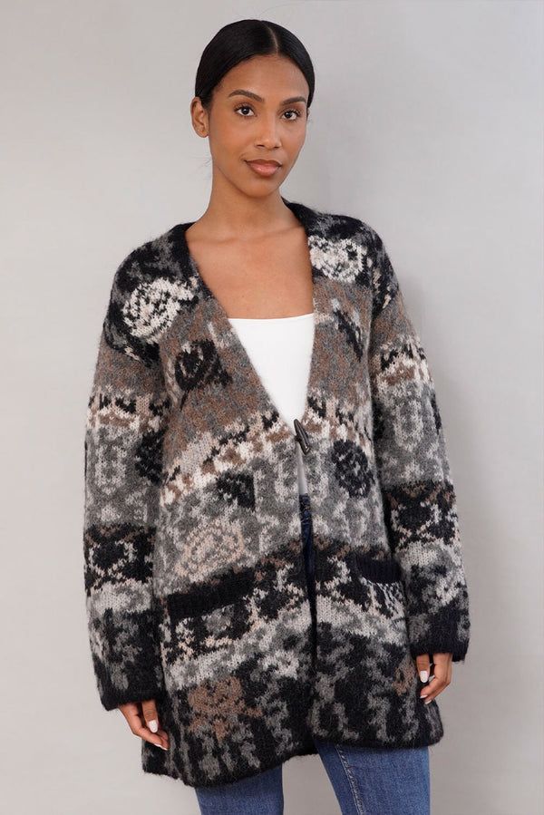 Caraveli Alpaca Cardigan — Anthracite — anthracite alpaca by Alpaca Collections