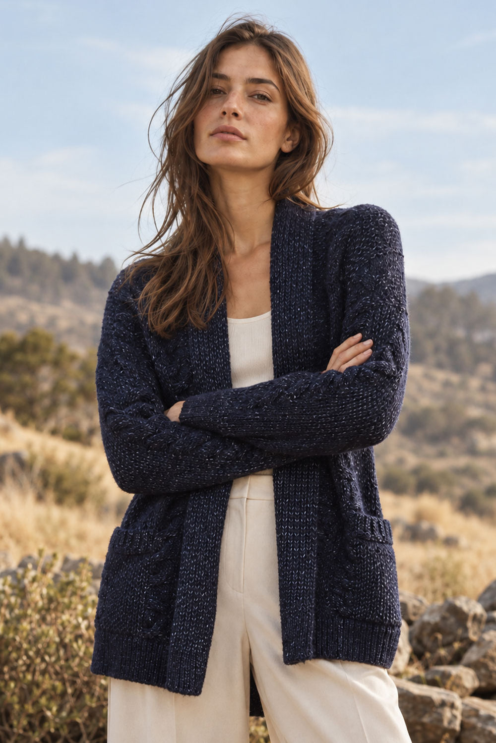 Long Cable Stitch Alpaca Cardigan