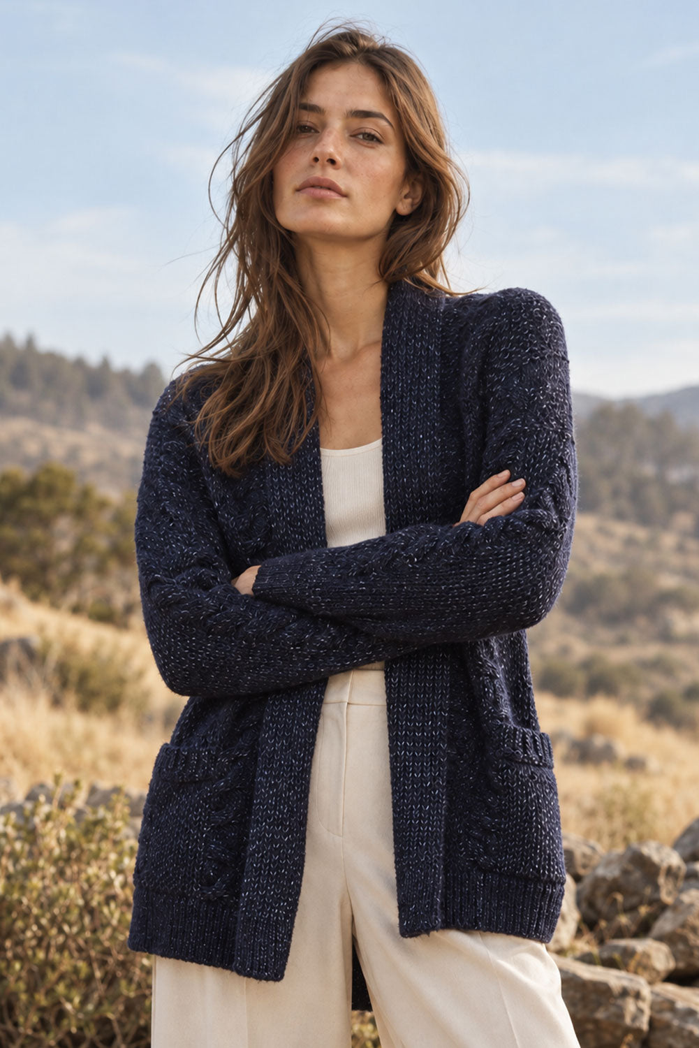 Long Cable Stitch Alpaca Cardigan