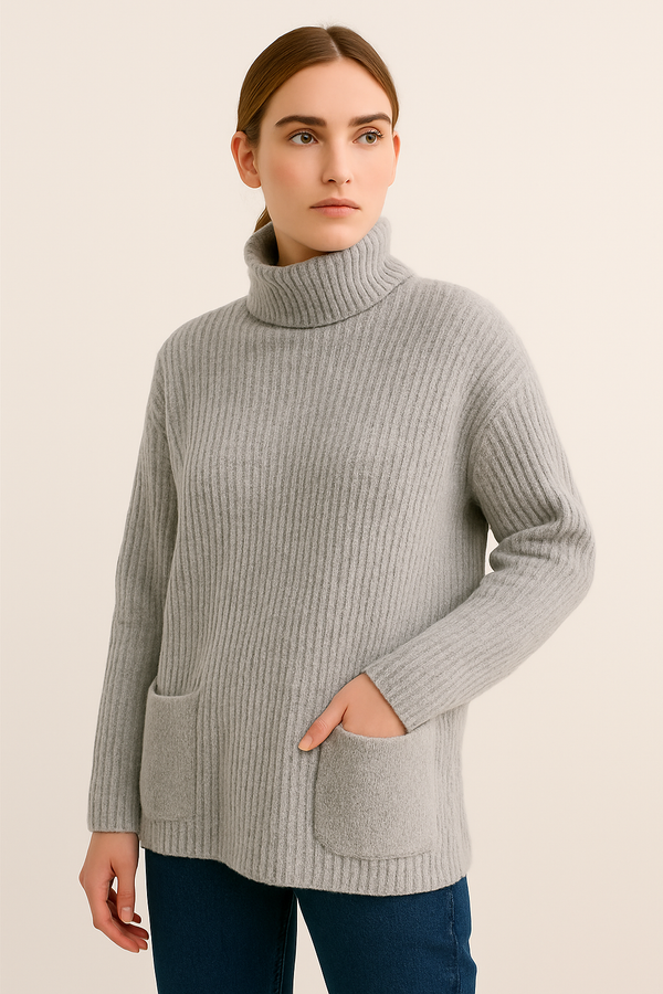 Male Pima Cotton Fitted Sweater — Gray — gray alpaca by Runa Simi Khusco