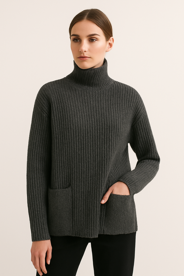 Male Pima Cotton Fitted Sweater — Charcoal — charcoal alpaca by Runa Simi Khusco
