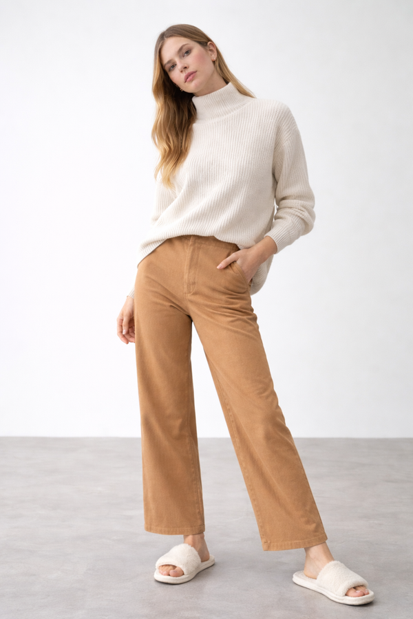 Long Pima Cotton Pants — Camel — camel alpaca by Runa Simi Khusco