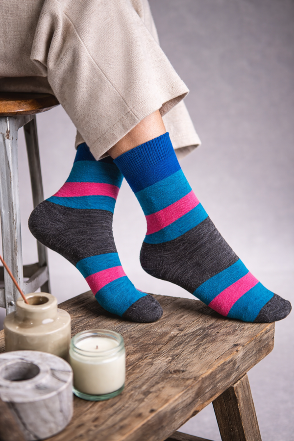Triada Baby Alpaca Socks — Cobalt — cobalt baby alpaca by Andina Outdoors