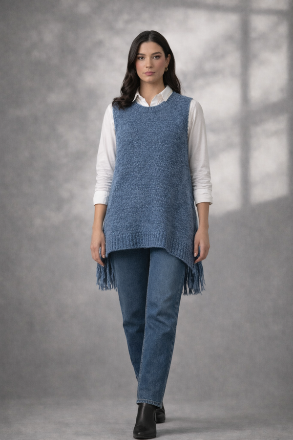 Ada Alpaca Vest — Blue — blue alpaca by Saya