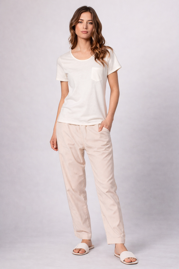 Wallis Organic Cotton Pajama T-Shirt — Ecru — ecru alpaca by Anntarah