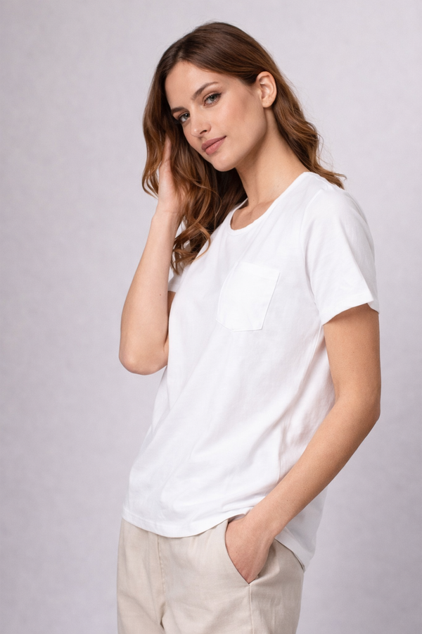 Wallis Organic Cotton Pajama T-Shirt — White — white alpaca by Anntarah