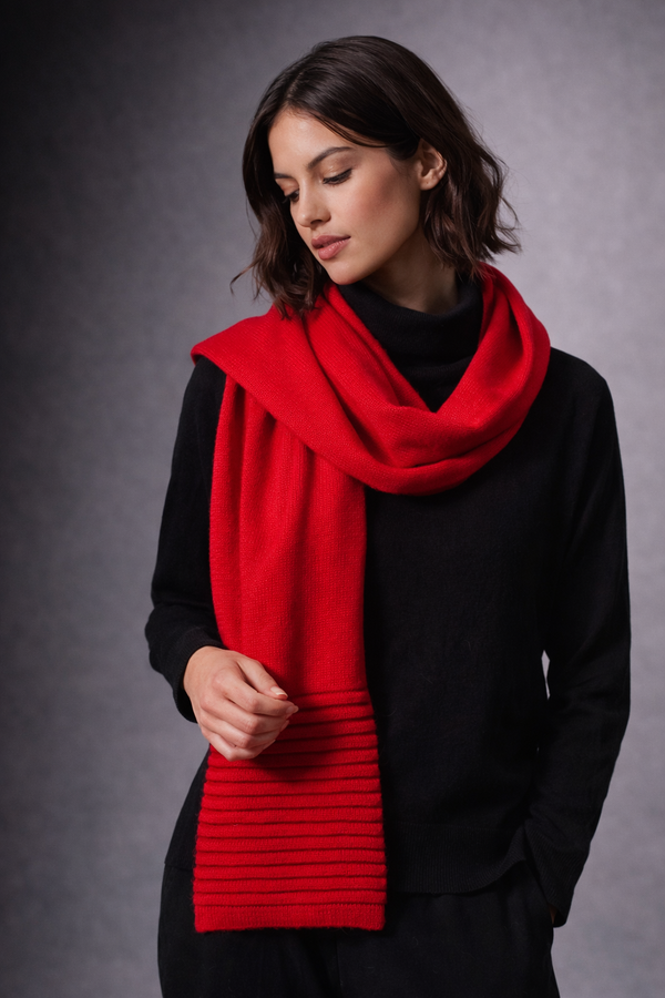 Escaleras Baby Alpaca Scarf — Rojo — red baby alpaca by Anntarah