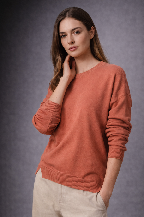 Dalia Organic Cotton Sweater — salmon alpaca by Anntarah