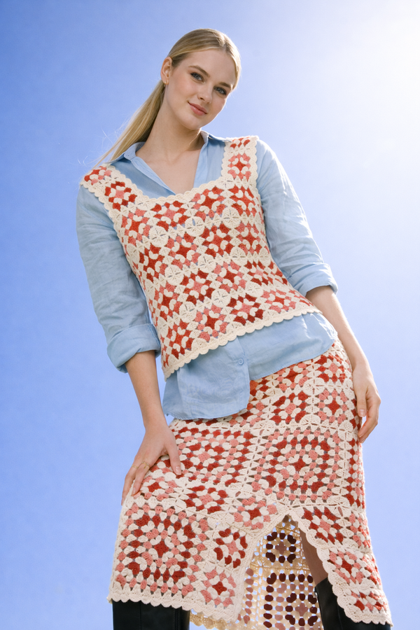 Sirena Organic Cotton Skirt — Ecru Rosa — ecru pink alpaca by Alpaca Collections