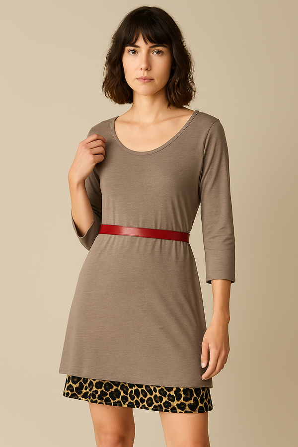 Slub Organic Cotton Tunic — Brown — brown alpaca by Anntarah