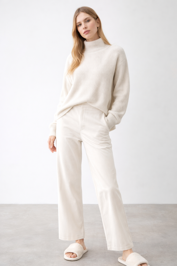 Long Pima Cotton Pants — Pearl — pearl alpaca by Runa Simi Khusco