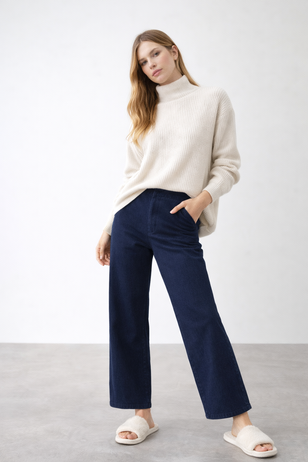 Long Pima Cotton Pants — Indigo — indigo alpaca by Runa Simi Khusco