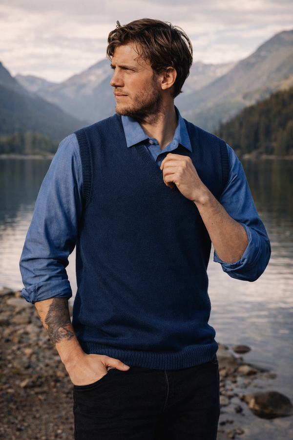 Men's Royal Alpaca Vest — Navy — navy royal alpaca by Alpaca Collections