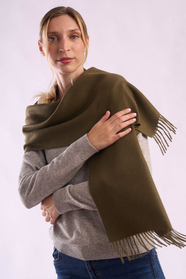 AC Classic Baby Alpaca Scarf — Olive Green — olive green baby alpaca by Alpaca Collections