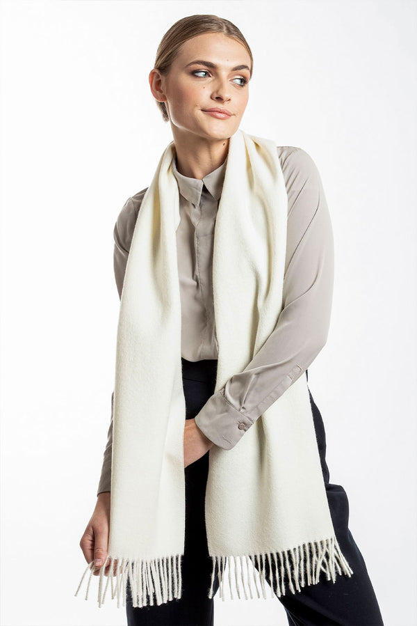AC Classic Baby Alpaca Scarf — White — white baby alpaca by Alpaca Collections