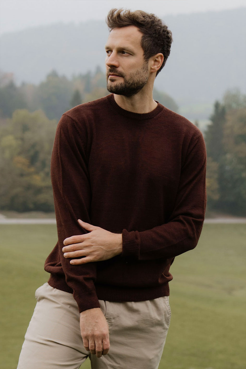 Men's Crew-Neck Royal Alpaca Sweater