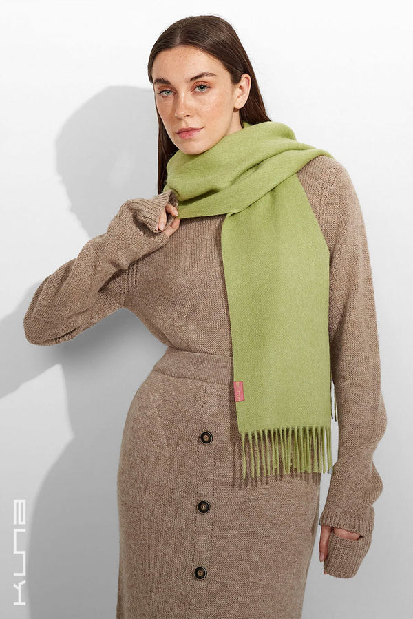 Zeta Baby Alpaca Scarf — Green — green baby alpaca by Kuna