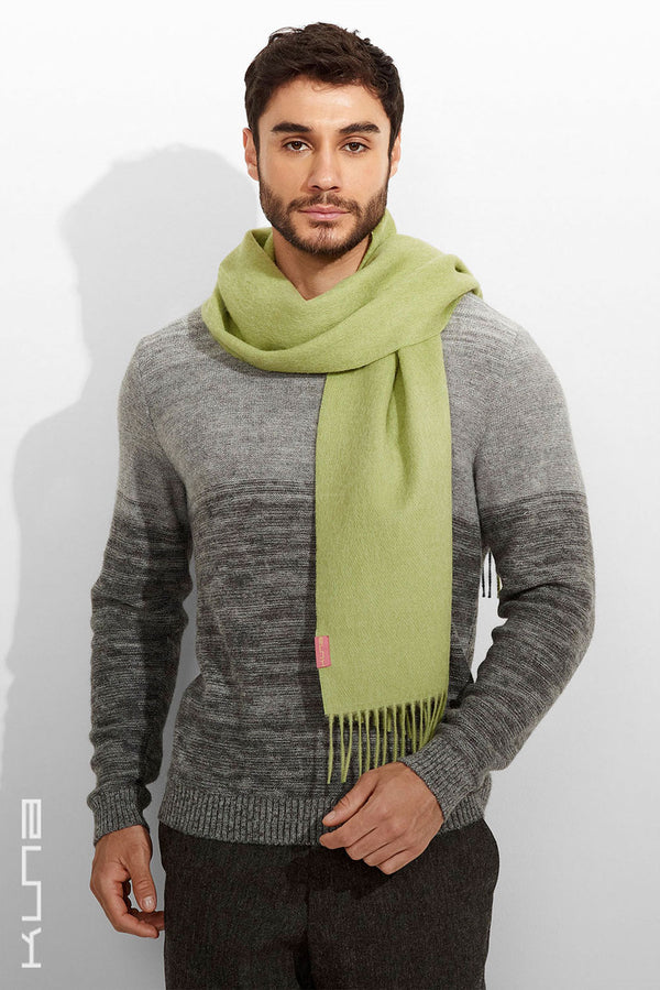 Zeta Baby Alpaca Scarf — Green — green baby alpaca by Kuna
