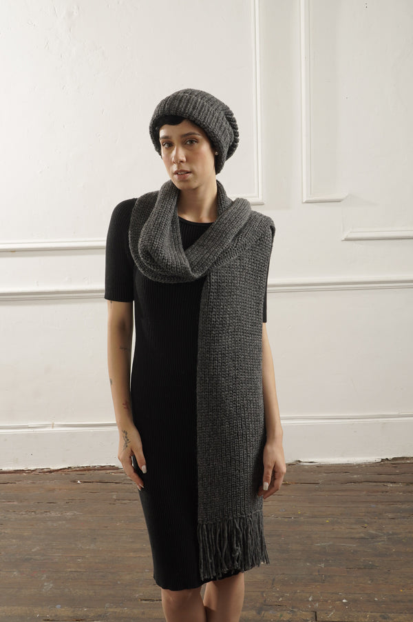 Unisex Textured Alpaca Scarf — Dark Grey — dark grey alpaca by Alpaca Collections