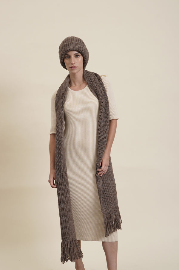 Unisex Textured Alpaca Scarf — Brown — brown alpaca by Alpaca Collections