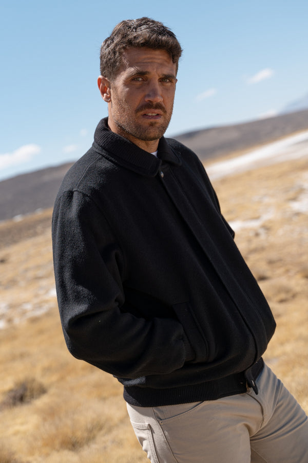 Royal Alpaca Bomber Jacket — black royal alpaca by Kuna