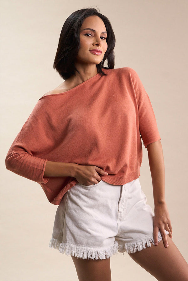 Dallas Cotton & Alpaca Sweater — Melon — melon alpaca by Alpaca Collections