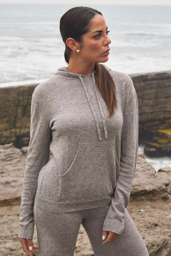 Dana Lightweight Cotton & Alpaca Hoodie — grey alpaca by Alpaca Collections